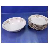 9-Piece Floral China Serving & Soup Bowl Set