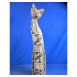 Hand-Carved Wooden Cat Sculpture