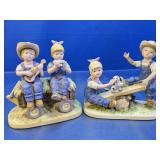 (2) Porcelain Children Music Figurines