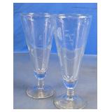 Etched Floral V-Shape Footed Glasses