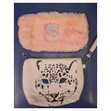 Faux Fur & Leopard Print Pouch Set