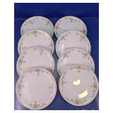 Set of 8 Floral Bone China Dinner Plates