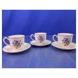 Floral Tea Cup and Saucer Set of 3