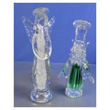 (2)Hand-Blown Art Glass Angels Duo