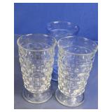 (3)Vintage Waffle Pattern Footed Tumblers Trio