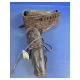 Tooled Leather Western Gun Belt Holster