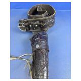 Tooled Leather Western Belt & Holster