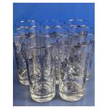 Set of 8 Silver 25th Anniversary Glasses