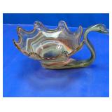 Art Glass Swan Form Decorative Bowl