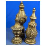 (3)Vintage Gold Home Interiors Finials Trio
