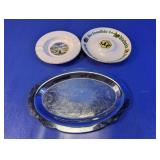 Vintage Silver Plate Tray & Ceramic Ash Trays