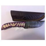 Damascus Drop-Point Fixed Blade Knife