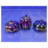 (3) Iridescent Glass Pumpkin Dï¿½cor