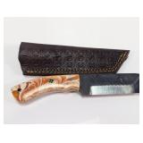 (1) Handcrafted Fixed Blade Knife w/ Sheath