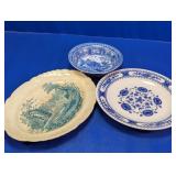 (3) English Ironstone & Blue Transferware Dishes