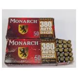 (2) Monarch .380 Auto FMJ Ammo Boxes