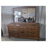 Mid-Century Modern Style Wood Dresser & Mirror