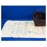 Vintage Oak Splint Gathering Basket &1963 S