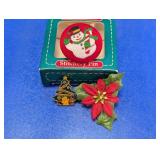 (3)Vintage Christmas Holiday Pin & Brooch Trio