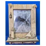 Nautical Wall Mirror w/ Hooks Shelf Decor