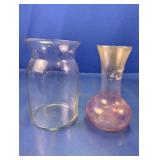 Clear & Pink Iridescent Vases