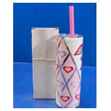 Pink & White Heart Patterned Tumbler