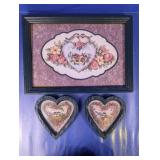 Framed Floral Bird Print with Heart Art