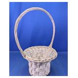 White Wicker Basket with Handle