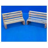 (2)Miniature Wooden Benches Duo