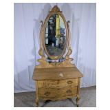(1) Vintage Oak Vanity with Mirror