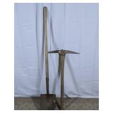 (2) Vintage Pickaxe & Shovel Tools