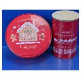 (2)Festive Red Holiday Tins Duo