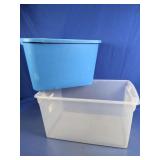 Plastic Storage Bins Blue & Clear