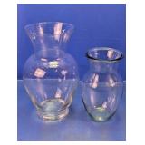 (2)Clear Glass Tapered Floral Vases Duo