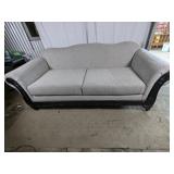 (1) Upholstered Sofa with Carved Wood Base