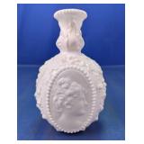 White Milk Glass Cameo Style Vase