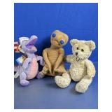 (3)Disney Figment, E.T. & Teddy Bear Plush Lot