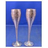 Pair of Decorative Metal Champagne Flutes