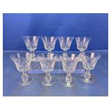 Etched Glass Cordial Goblets