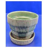 Vintage McCoy 4 7/8" Green Basket Weave Flower Pot