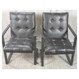 Tufted Upholstered Metal Frame Armchairs