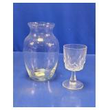 Clear Glass Pitcher & Stemmed Goblet