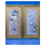 (2) Framed Asian Style Bird Floral Wall Art