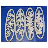 (4) Floral Plastic Wall Decor Panels