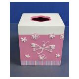 (1) Pink & White Butterfly Wooden Tissue Box Cover