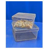 (2)Stainless Steel Mesh Storage Baskets Duo