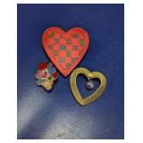 (3)Vintage Heart Brooch w/ Faux Pearl Trio