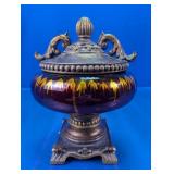 Victorian Style Urn Bowl w/ Ornate Metal Lid