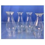 4 Vintage Clear Glass Kerosene Chimneys