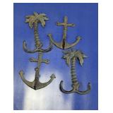 (4) Cast Iron Nautical Wall Hooks